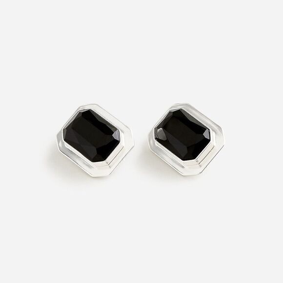 ❤️NWT J. Crew Crystal Earrings in Black & Silver Finish - Picture 2 of 5
